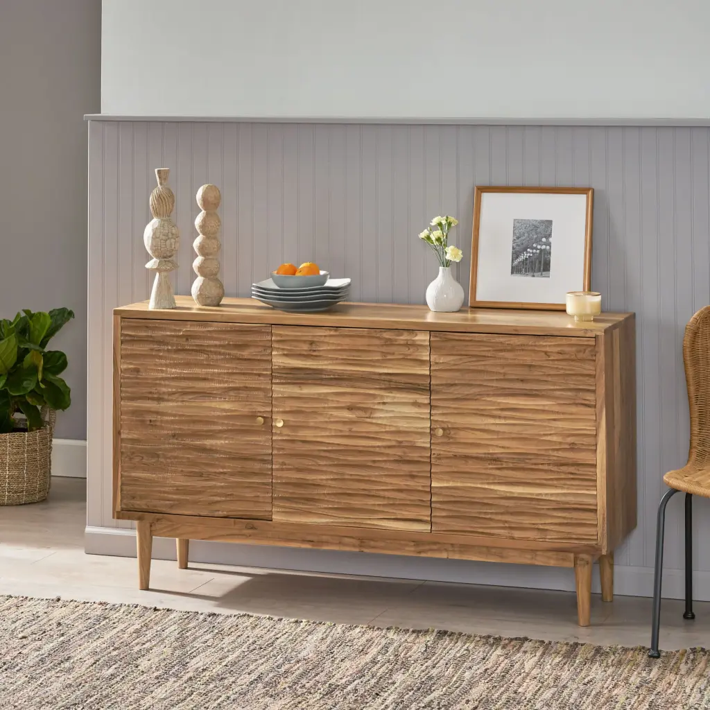 Sideboard 3 Door Natural Timber Storage Cabinet nh-bo