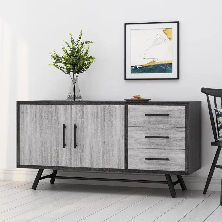Large Grey Sideboard Storage Cabinet Particle Board Modern Design nh-vivalux