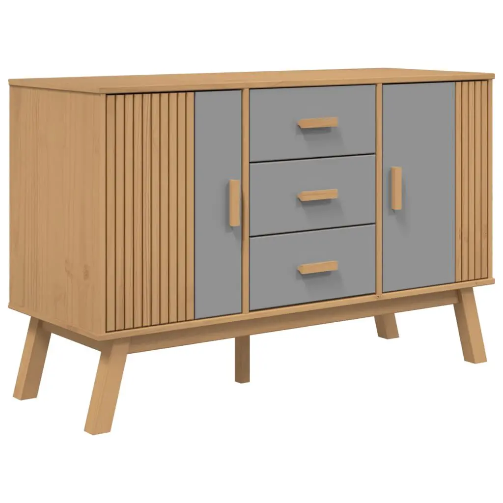 OLDEN Gray and Brown Sideboard 44.9x16.9x28.9 Inches Solid Wood Pine