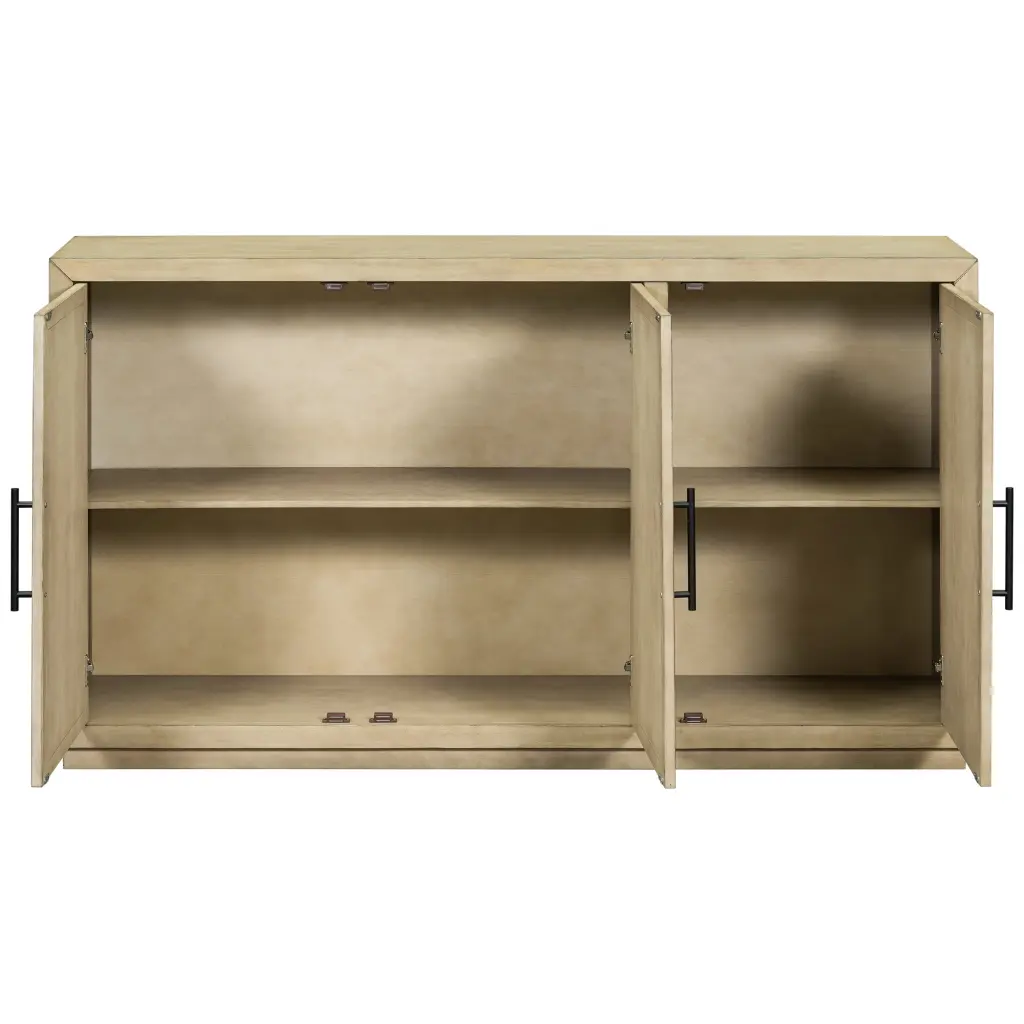 3 Door Large Storage Retro Sideboard Customizable Shelves Black Finish rnb