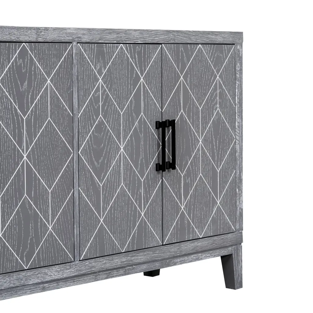 4 Door Retro Sideboard Customizable Shelves and Two Large Cabinets rnb