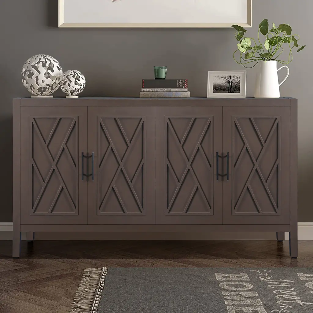 4 Door Timberen Twill Sideboard American Country Vintage Old Living Room Storage rnb