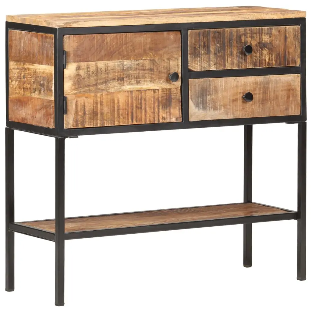 Sideboard 33.5x11.8x31.5 Inches Rough Mango Wood Storage Cabinet