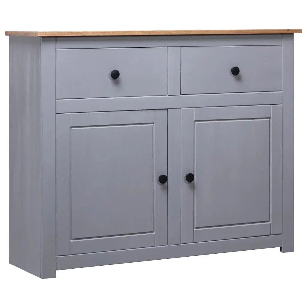 Sideboard Gray 36.6x15.7x31.5 Inches Solid Pinewood Panama Range Storage Cabinet