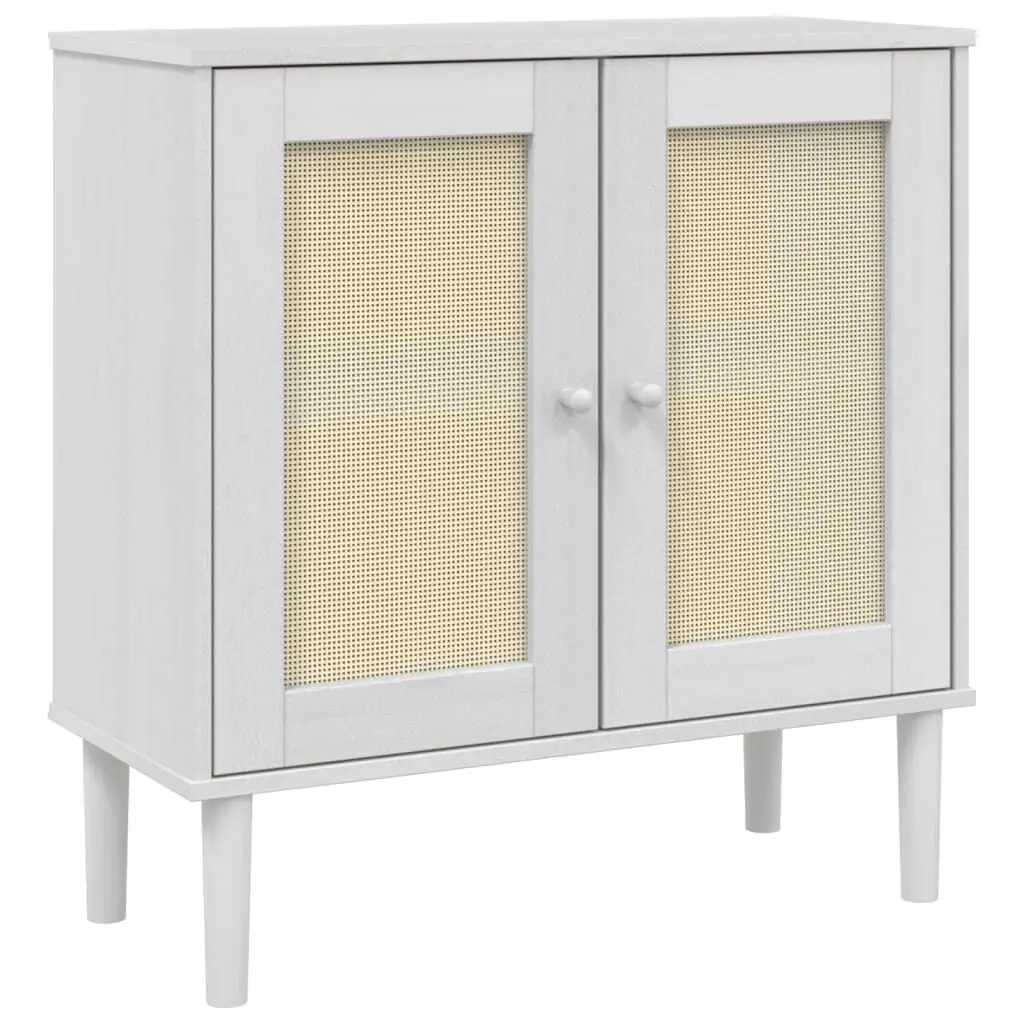 Sideboard SENJA Rattan Look White 31.5x13.8x31.5 Solid Wood Pine