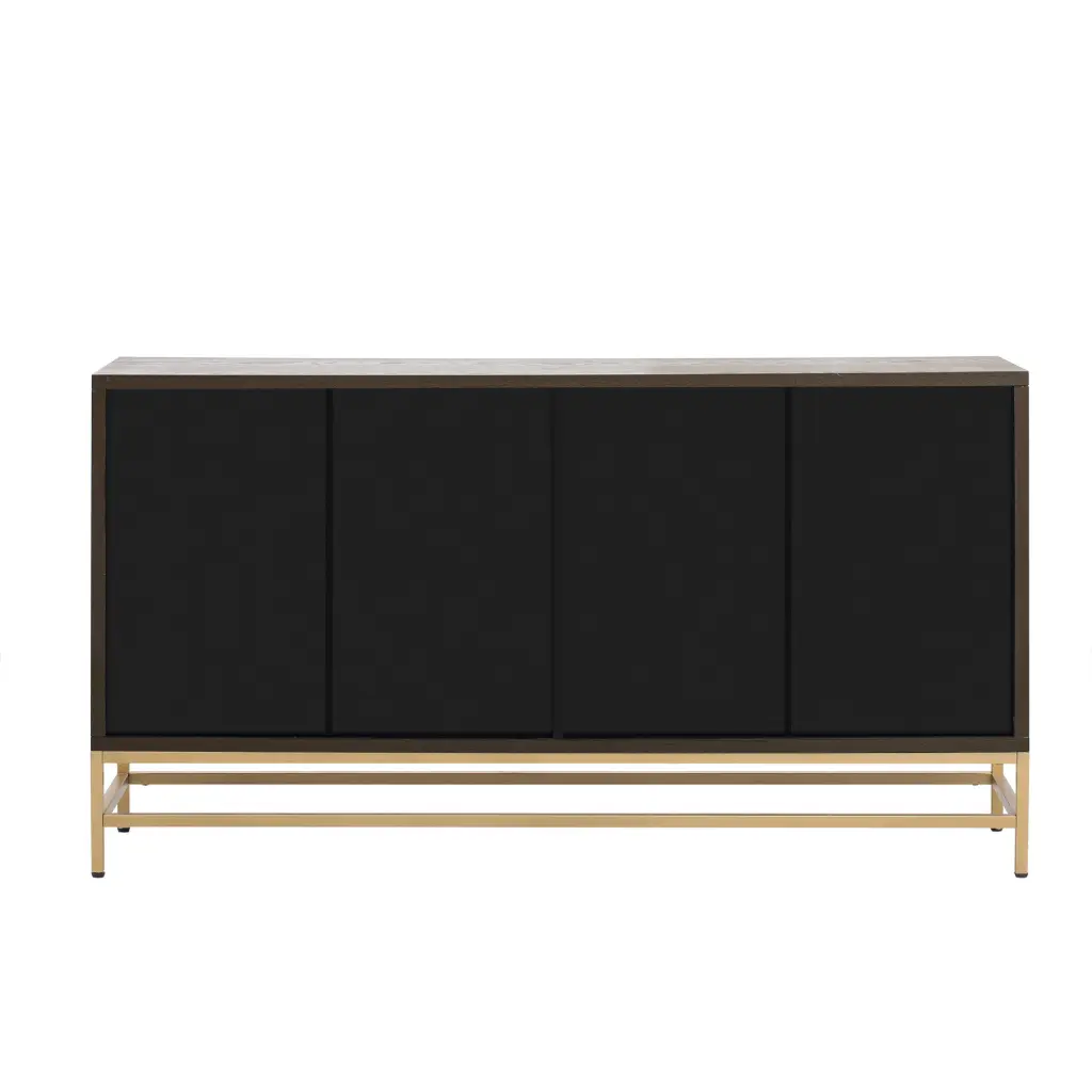 Retro Style Sideboard Customizable Shelves Rectangular Metal Handle trexm