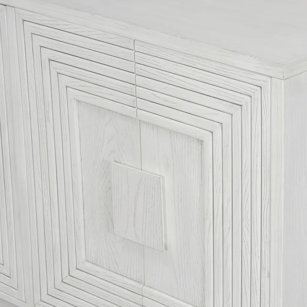 Vintage Distressed 4 Door Sideboard Customizable Shelves Geometric trexm