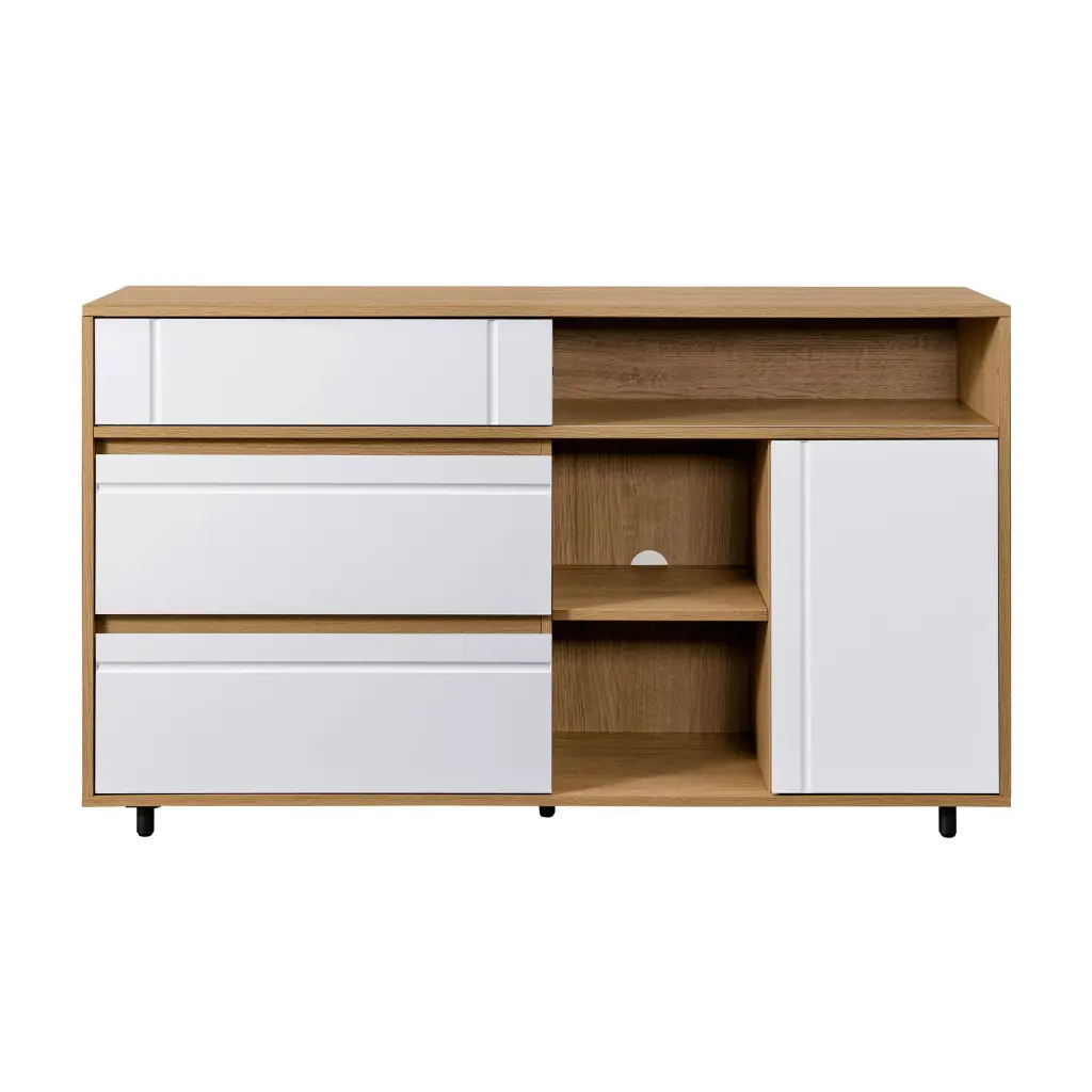 Contemporary Coastal Oak Sideboard Open Storage and Specificationed Door walker edison