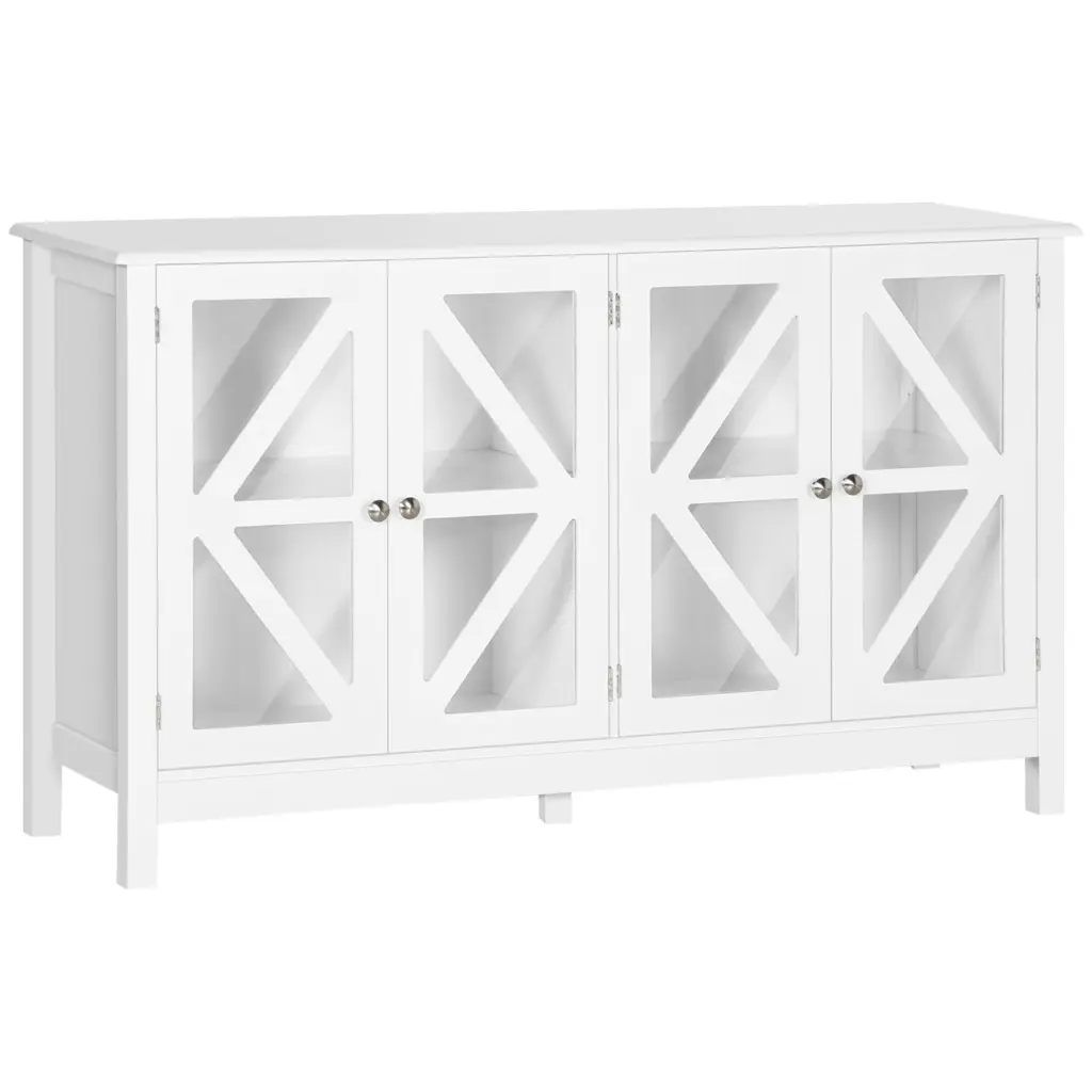 Homcom Sideboard Buffet Cabinet 4 Tempered Crystal Doors and Adjustable Shelves aosom business