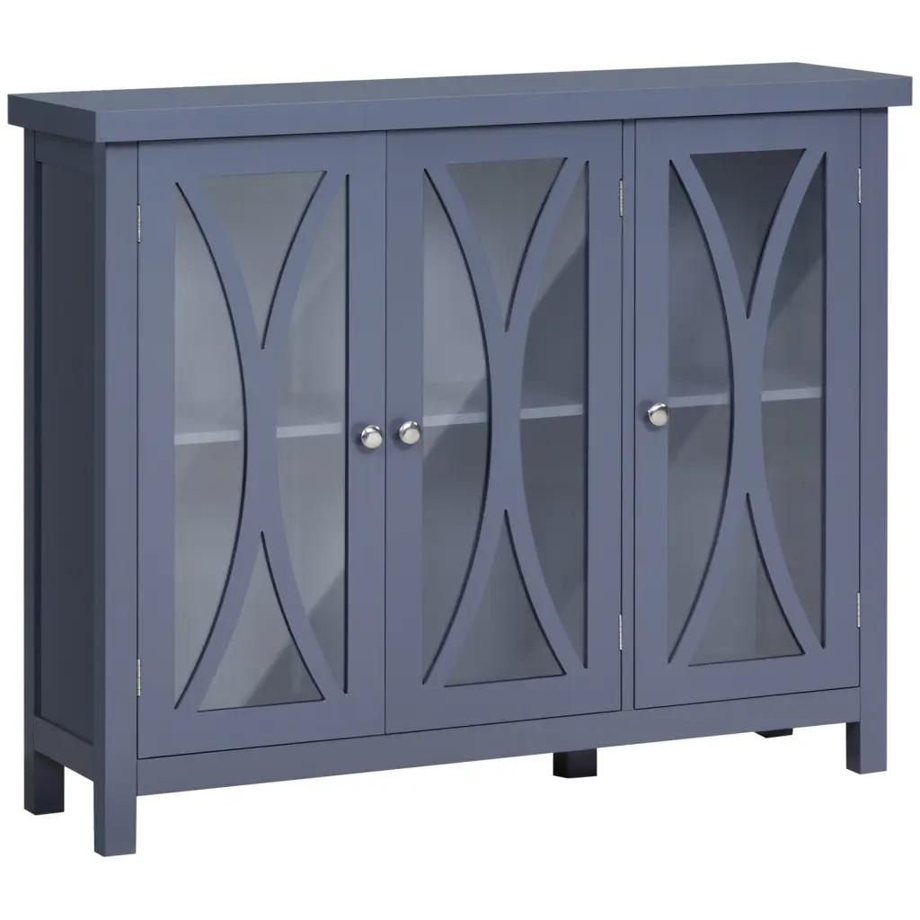 Homcom Sideboard Buffet Cabinet 3 Tempered Glass Doors and Arc Pattern Living Room aosom business