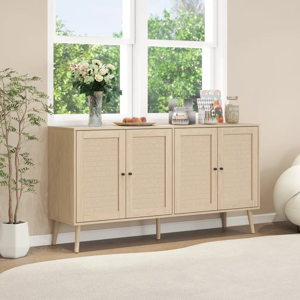 4 Door Accent Cabinet Sideboard Buffet Storage Cabinet Customizable Options rnb