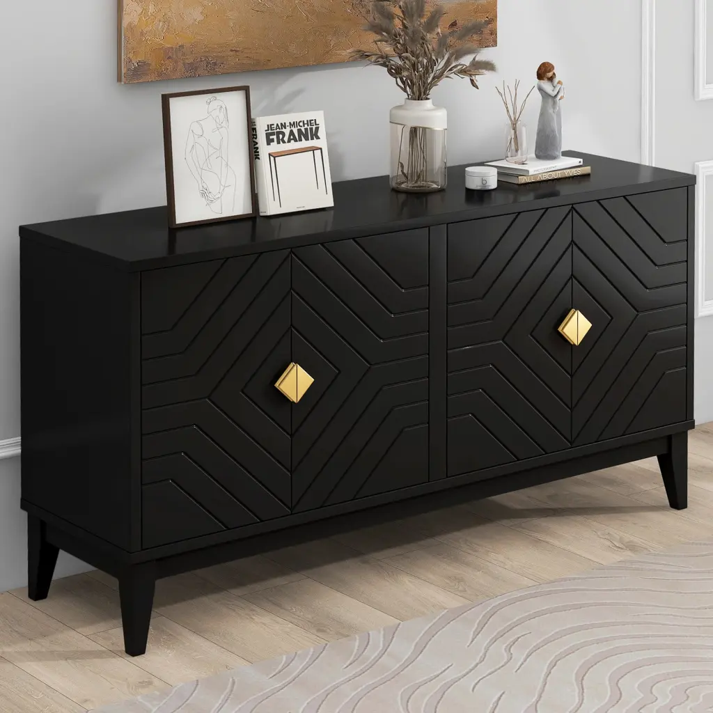 4 Door Sideboard Storage Cabinet Living Room and Dining Room Two Shelves rnb