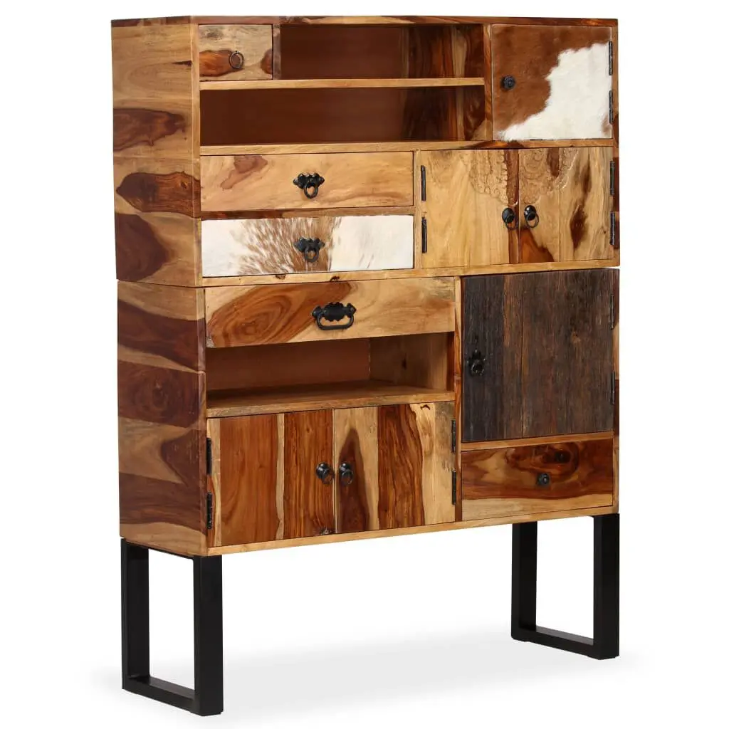 Sideboard Solid Sheesham Wood 39.4 Inches Wide Storage Cabinet Living Room