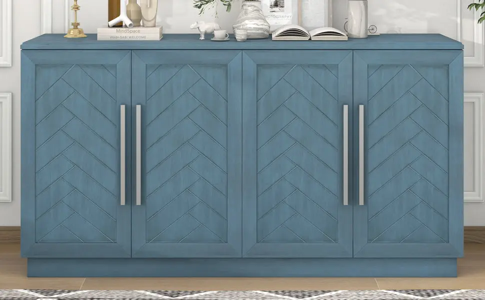 Sideboard 4 Doors Large Storage Space Buffet Cabinet Adjustable Shelves trexm