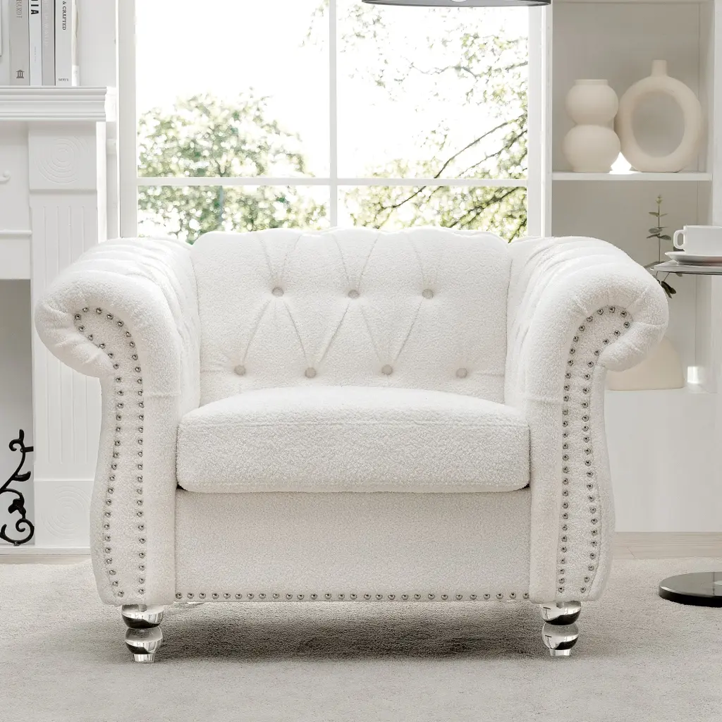 White Polyester 1 Seater Sofa Living Room rnb