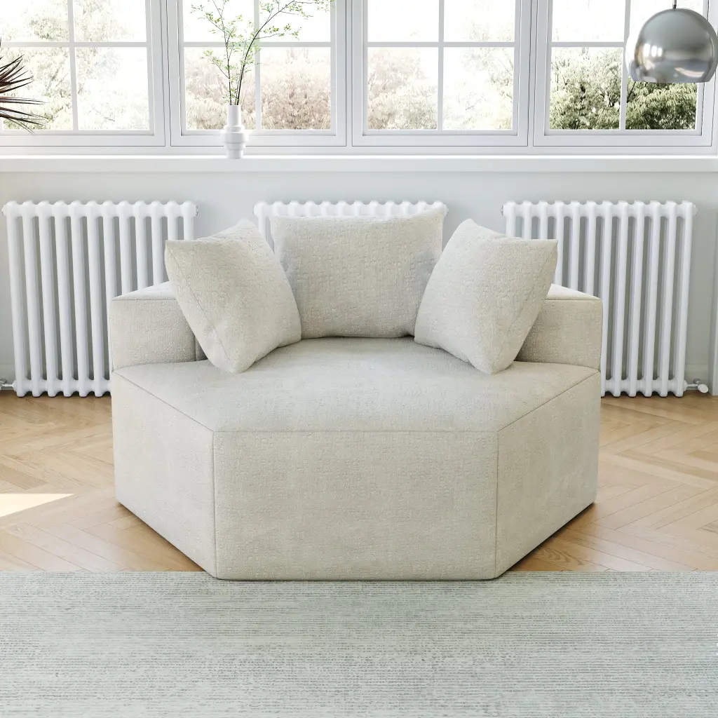 54 Inch Chenille Sponge Single Sofa No Assembly Required Fluffy Modern Sofa welike furniture