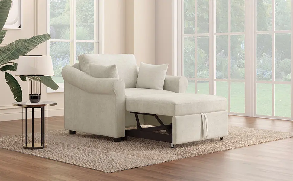 Chenille Convertible Sleeper Chair Customizable Backrest 3 1 bed best