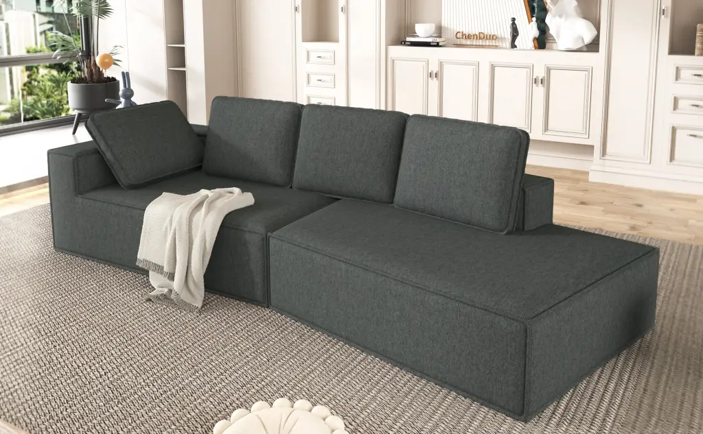 125 Inch Chic Chaise Lounge Modern Indoor Lounge Sleeper Sofa rnb