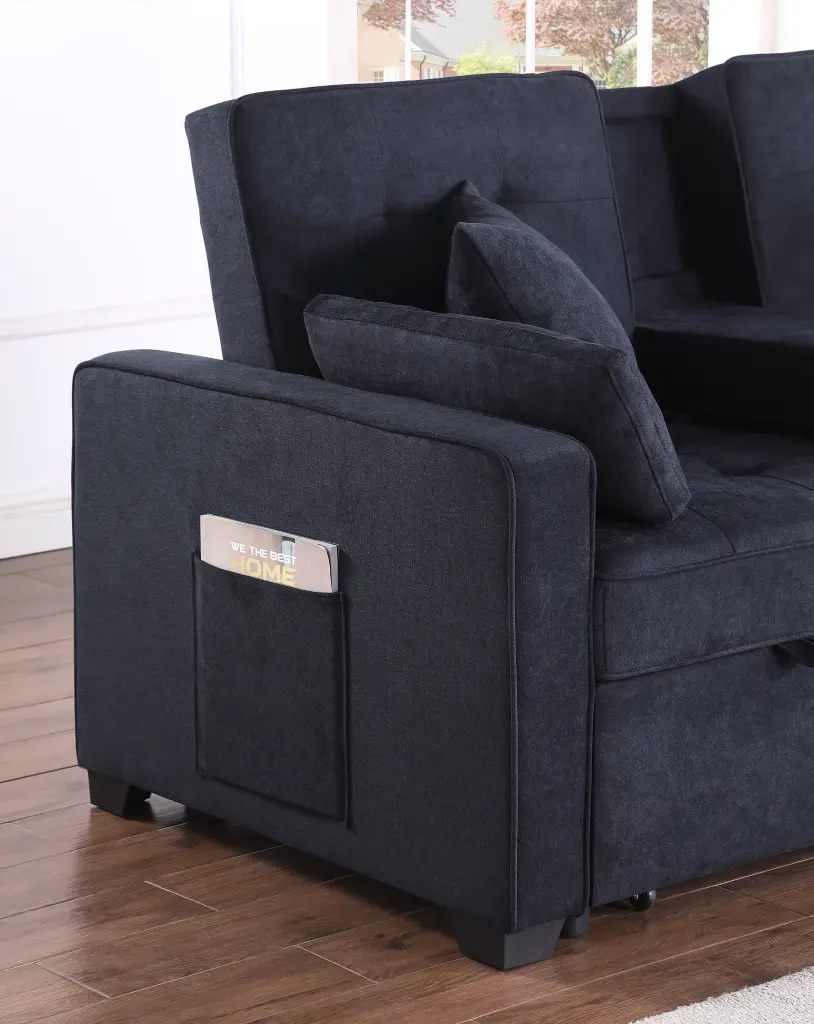 Cody II 69.5 Inch Dark Gray Woven Fabric Convertible Sleeper Loveseat lilola home