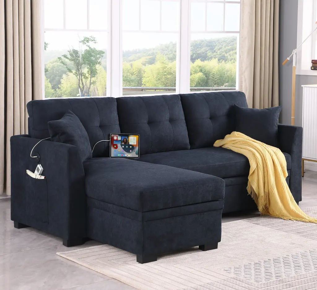 Sectional Sofa Bed L Influenced Sofa Couch USB Port Reversible Design gardenia home furnishings
