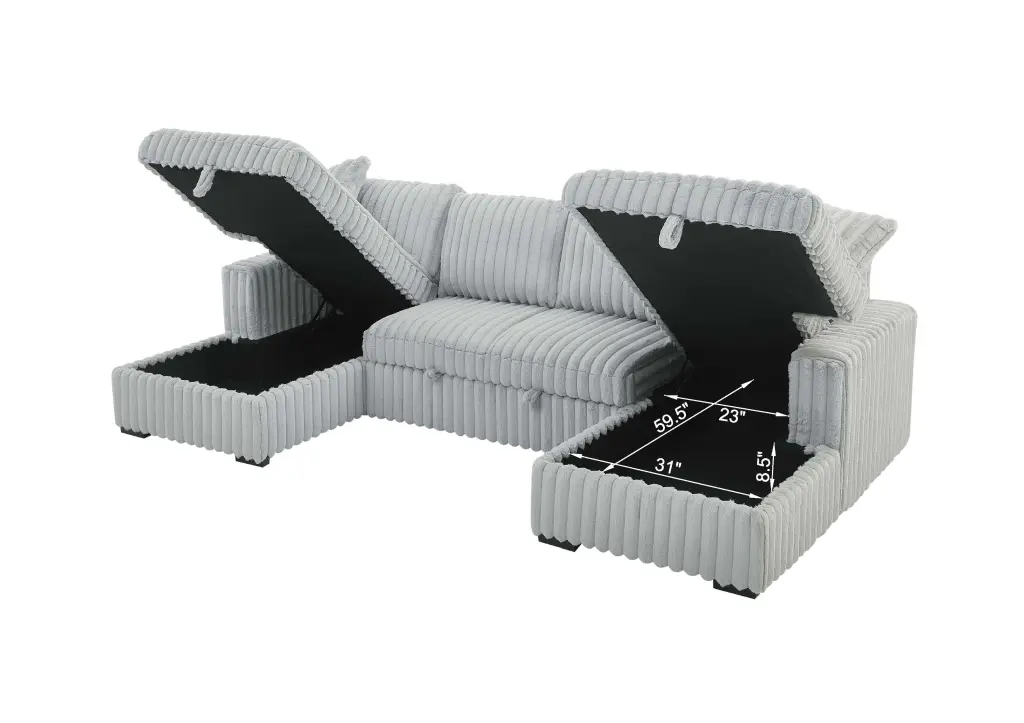 U Influenced Sleeper Sofa 122 Inch Oversize 2 1 Pull Out Bed Sectional happy home