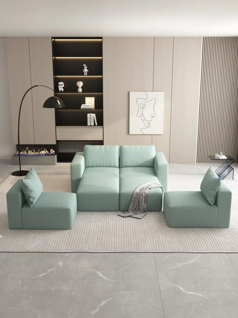 104.32x74.8 Modular Sectional Sofa Sleeper Couch Storage Living Room rnb