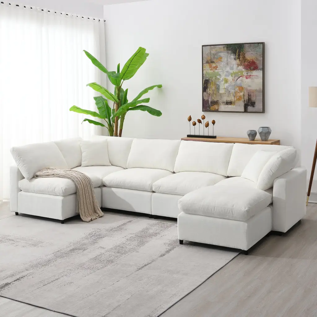 130x65 Modern Modular Cloud Sofa Bed 6 Seat Chenille Sectional Couch rnb