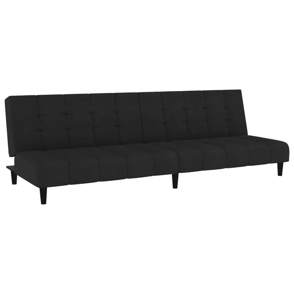 2-Seater Sofa Bed Black Velvet Convertible Sleeper Sofa Small Spaces