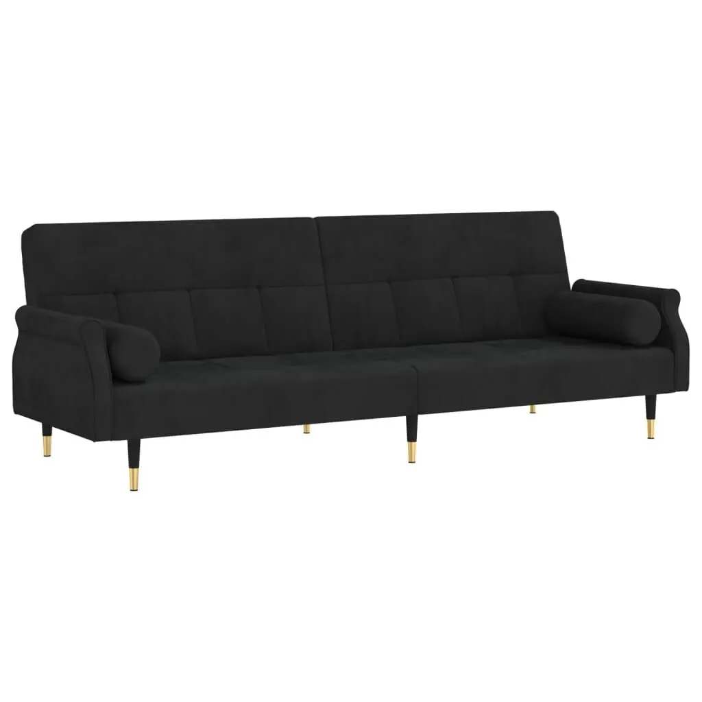 Black Velvet Sofa Bed Cushions Convertible Sleeper Sofa