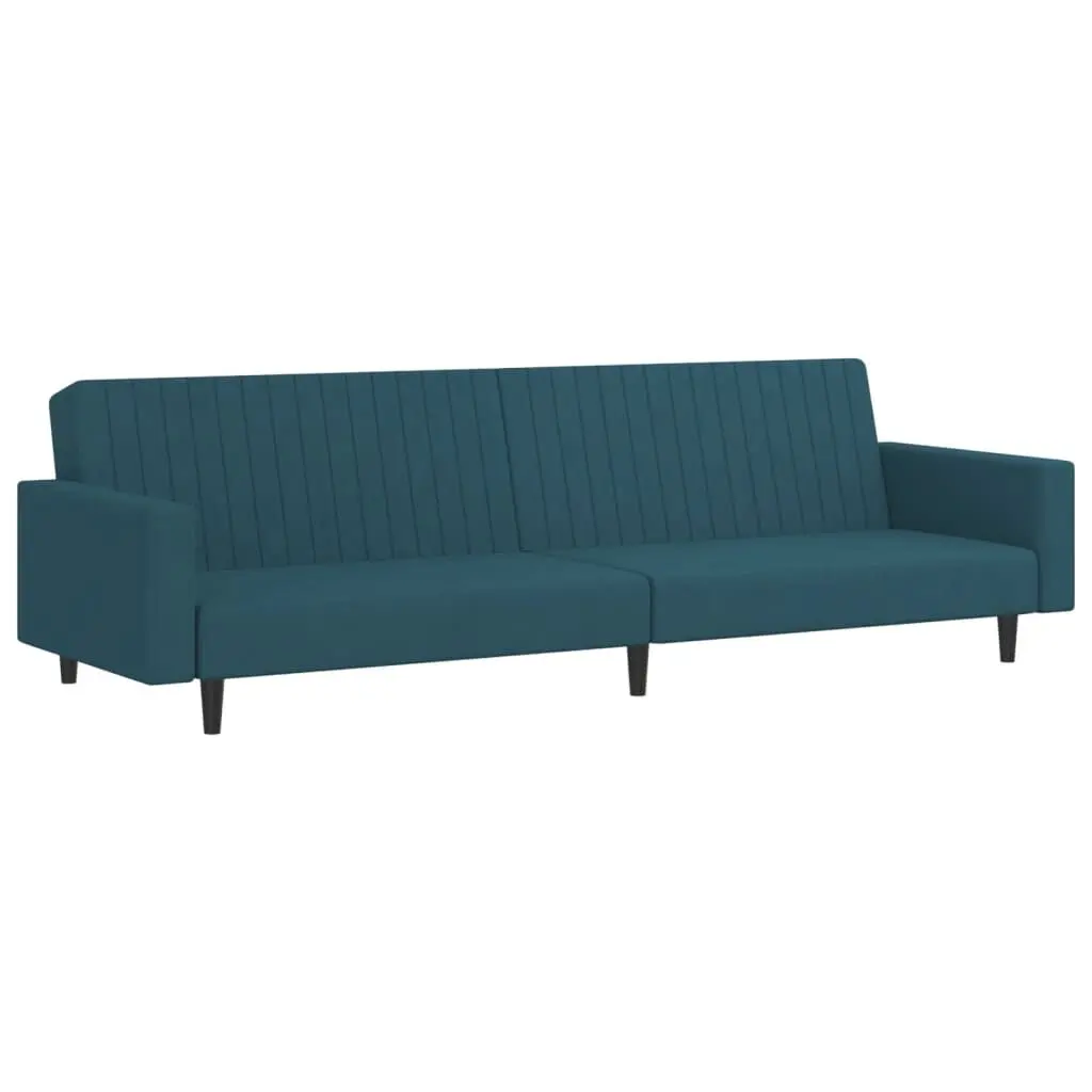 Blue Velvet 2-Seater Sofa Bed Convertible Sleeper Couch Storage
