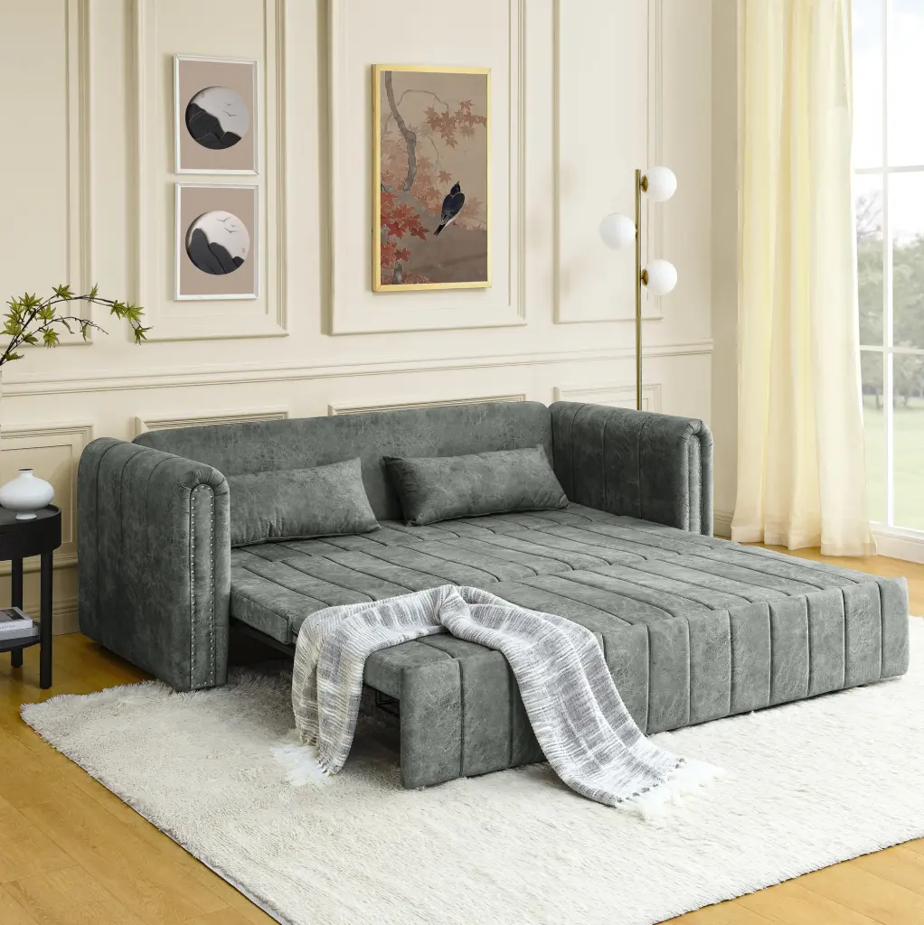 3 1 Pull Out Bed Sleeper Modern Upholstered 3 Seats Lounge Sofa chuangyuan smart home