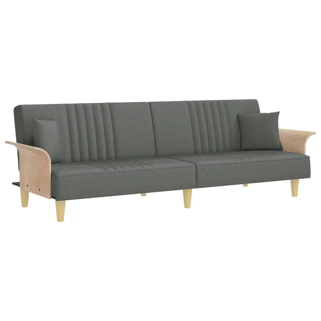 Dark Gray Fabric Sofa Bed Armrests Convertible Sleeper Couch