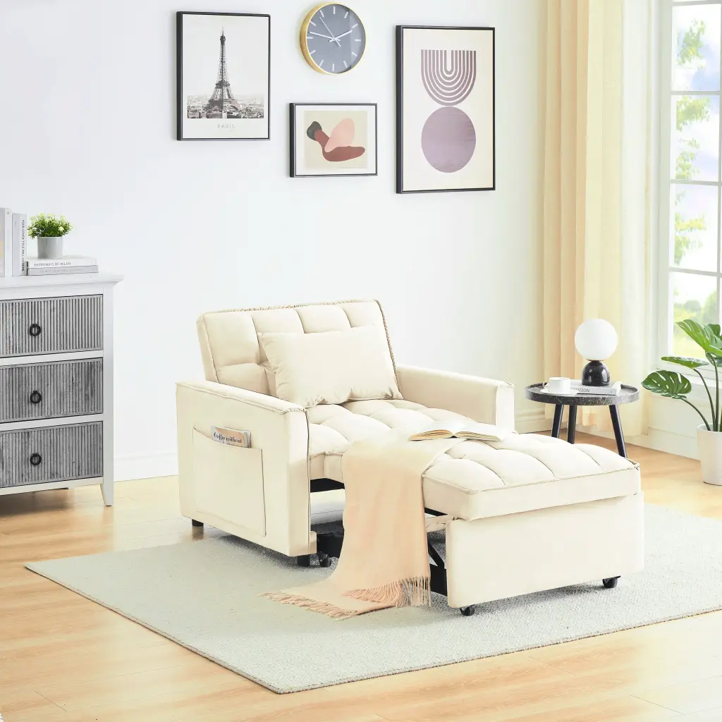 3 1 Convertible Sofa Bed Chair Recliner Single Sleeper Furniture fm home