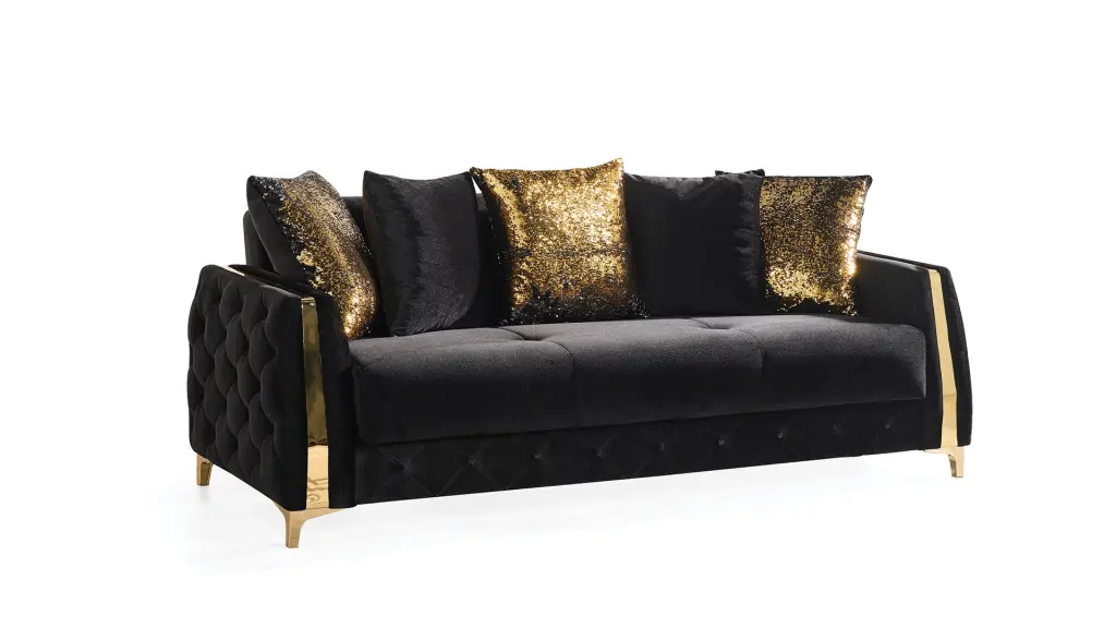 Modern Style Sleeper Sofa Black Velvet Made Timber Frame galaxy home furnishings