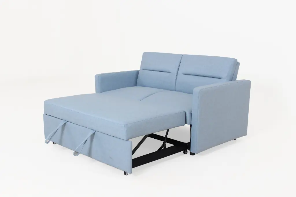 Gardenia 55 Inch Fabric Upholstered Sleeper Sofa Light Blue gardenia home furnishings