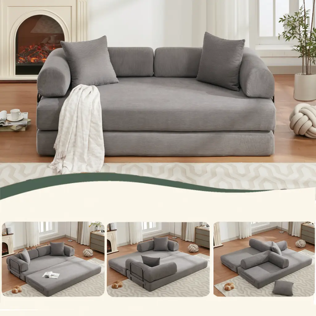 Arrived 78.5 Inch Folding Convertible Out Sleeper Sofa Bed 4 1 DIY Combo h-s furniture