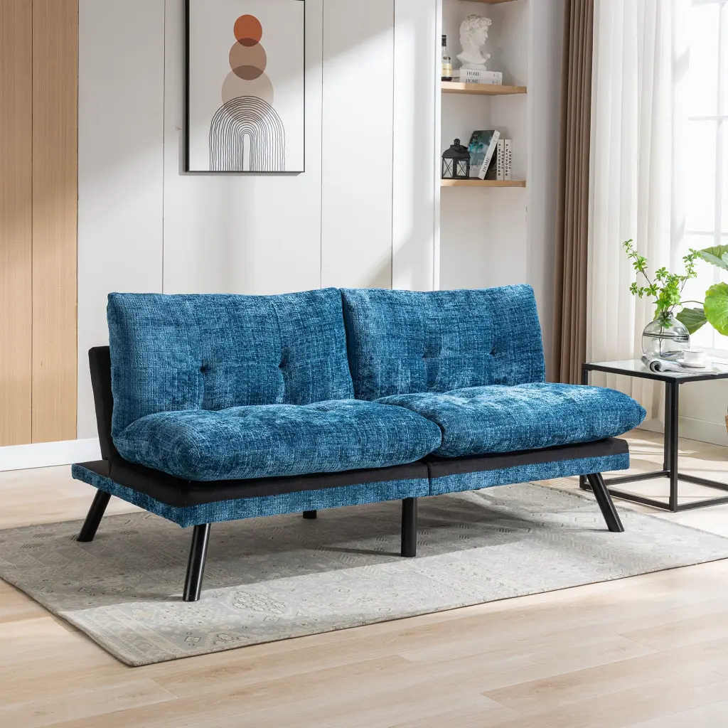 Convertible Sofa Bed Loveseat Futon Adjustable Lounge Couch Small Spaces homemax