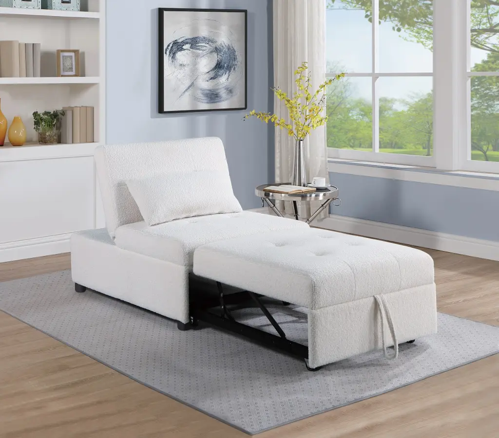 Contemporary White Sleeper Sofa Chair Pillow Plush Tufted Seat kanepe