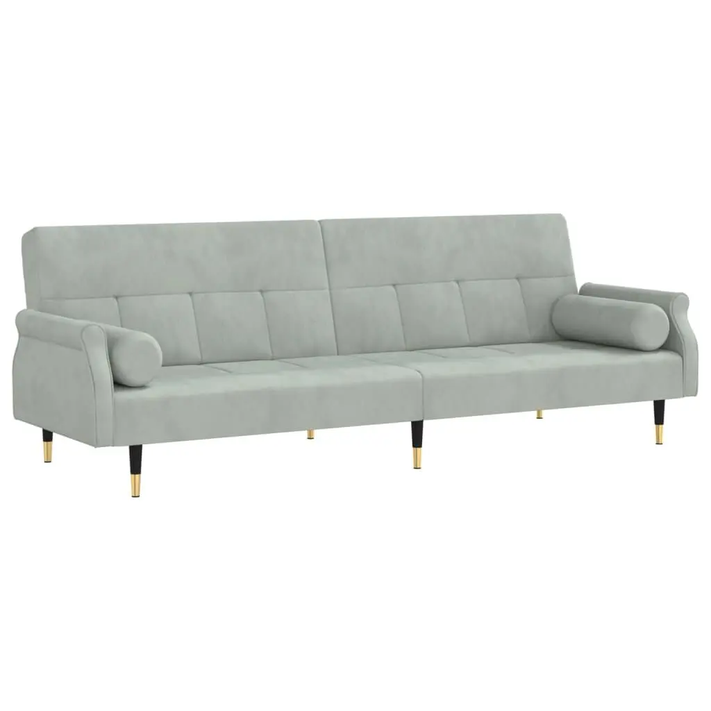 Light Gray Velvet Sofa Bed Cushions Modern Convertible Sofa