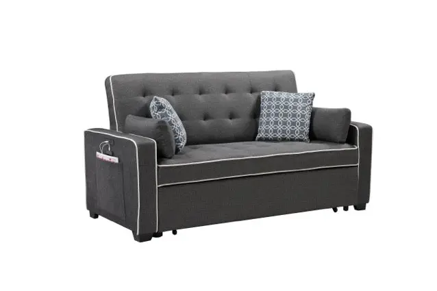 Cody 70 Inch Modern Gray Sleeper Sofa 2 USB Charging Ports lilola home
