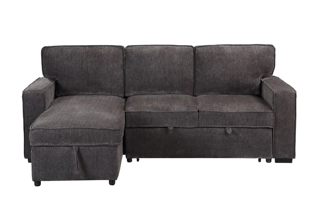 Territory Dark Grey Pull Out Sofa Bed 3 Seat Dark Gray Fabric luxe modern furniture