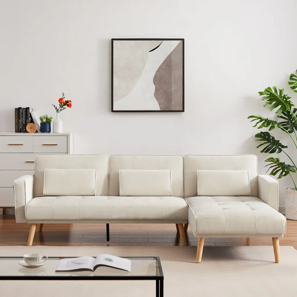 Convertible Sectional Sofa Sleeper Right Facing L Shaped Couch meiting furniture