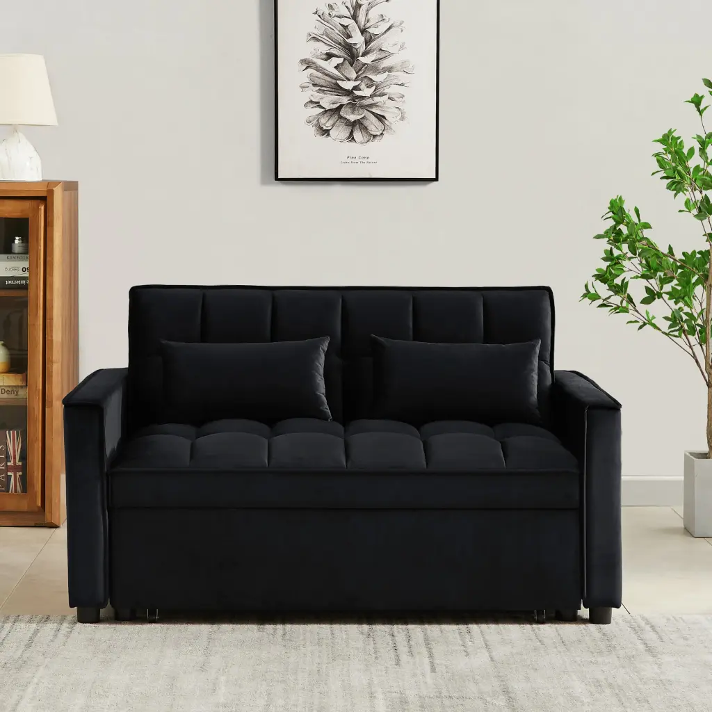 Modern Velvet Convertible Loveseat Sleeper Sofa Couch Customizable Options meiting furniture