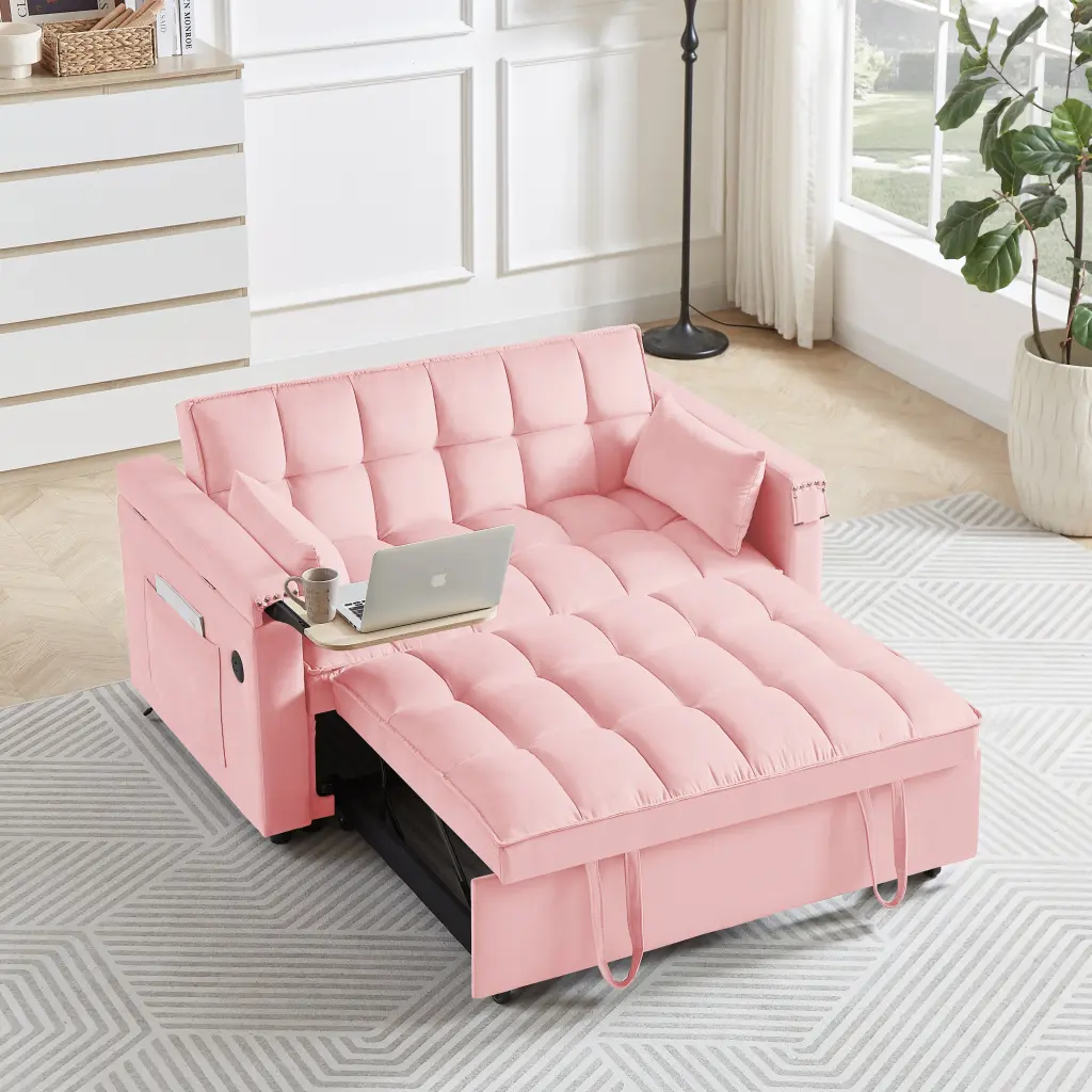 Convertible Sofa Bed 3 Lengths Modern Velvet Pullout Bed Customizable one future