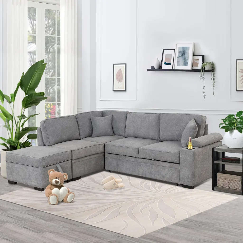 84.75 Inch Sleeper Sofa Bed 2 1 Pull Out Sofa Bed L Shape Couch Storage oris fur.