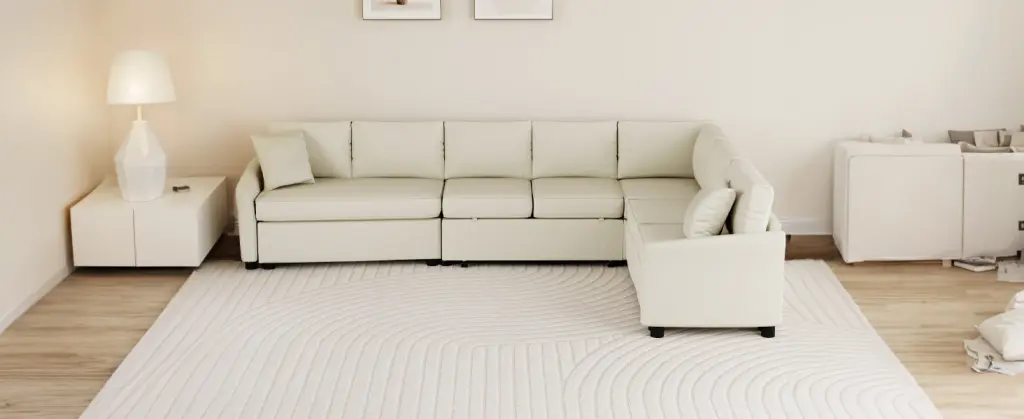 124.8 Inch Convertible Sofa Bed Pull Out Sleeper TW Fabric rnb