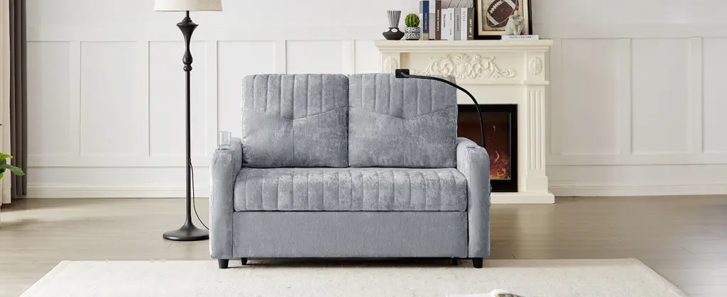 53.9 Inch Modern Loveseat Pull Out Sofa Bed Customizable Backrest rnb