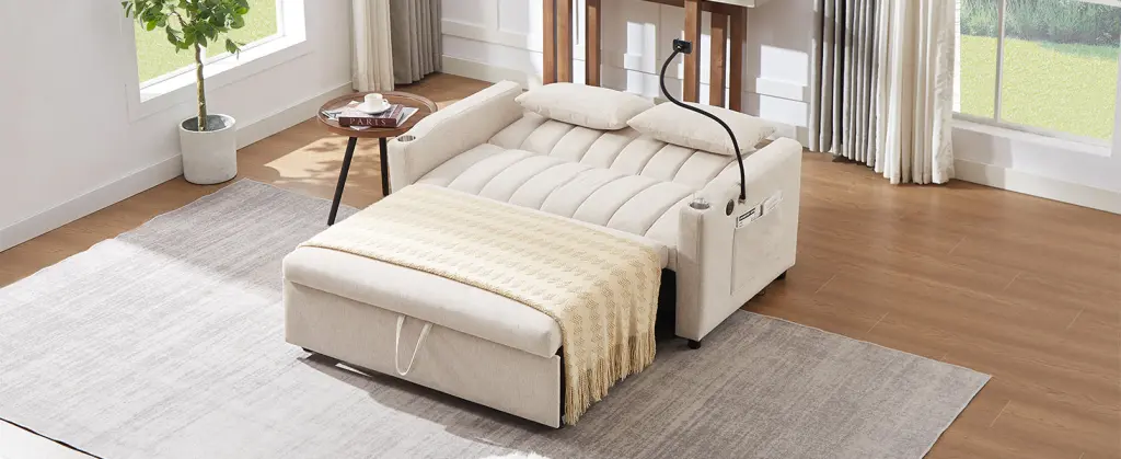 55.9 Inch Convertible Sofa Bed Loveseat Three USB Ports rnb