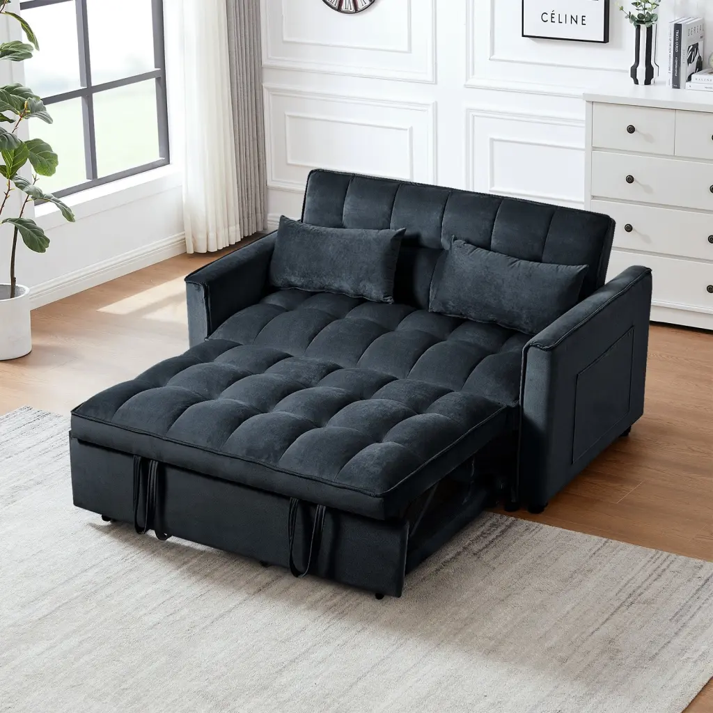 3 1 Convertible Sleeper Sofa Bed Modern Pull Out Couch Bed Adjustable Small Spaces samhao