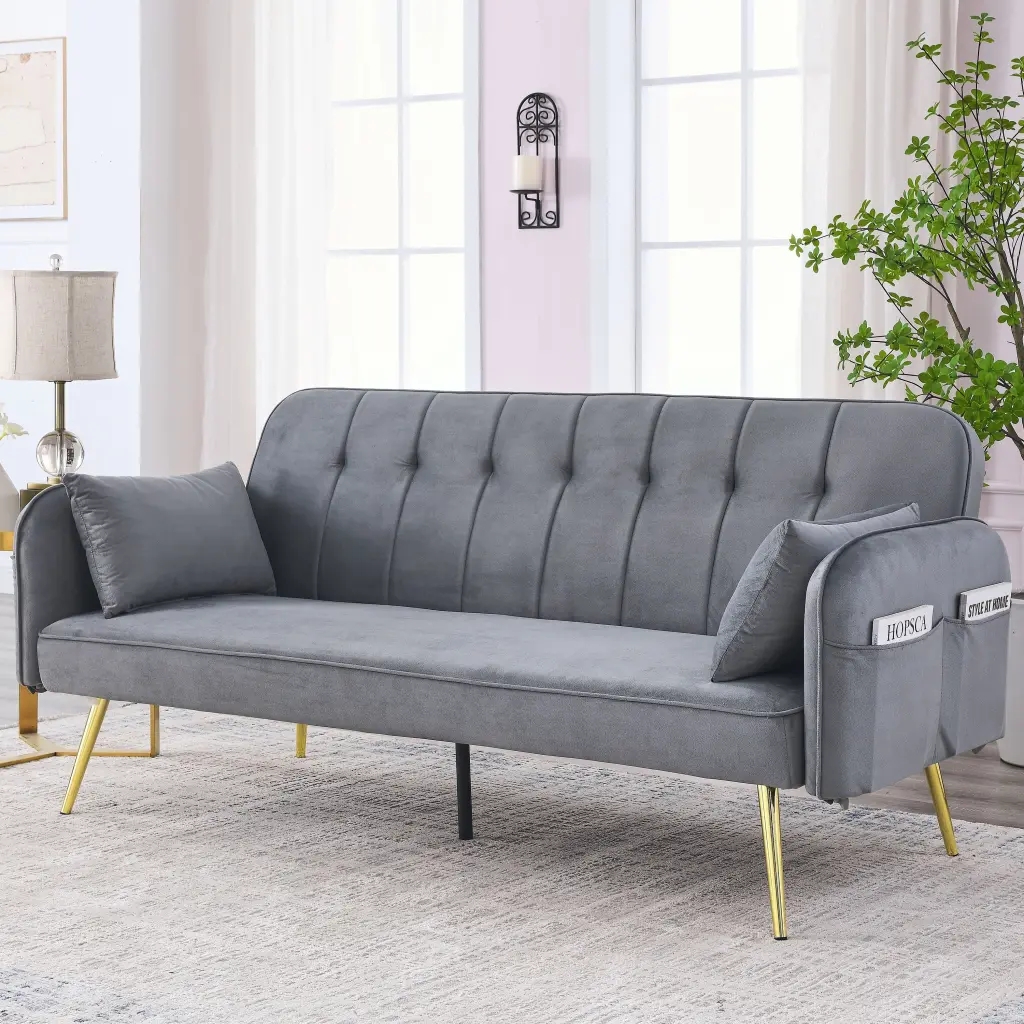 72.5 Inch Convertible Sofa Bed Customizable Velvet Sofa Bed Velvet Folding w1193